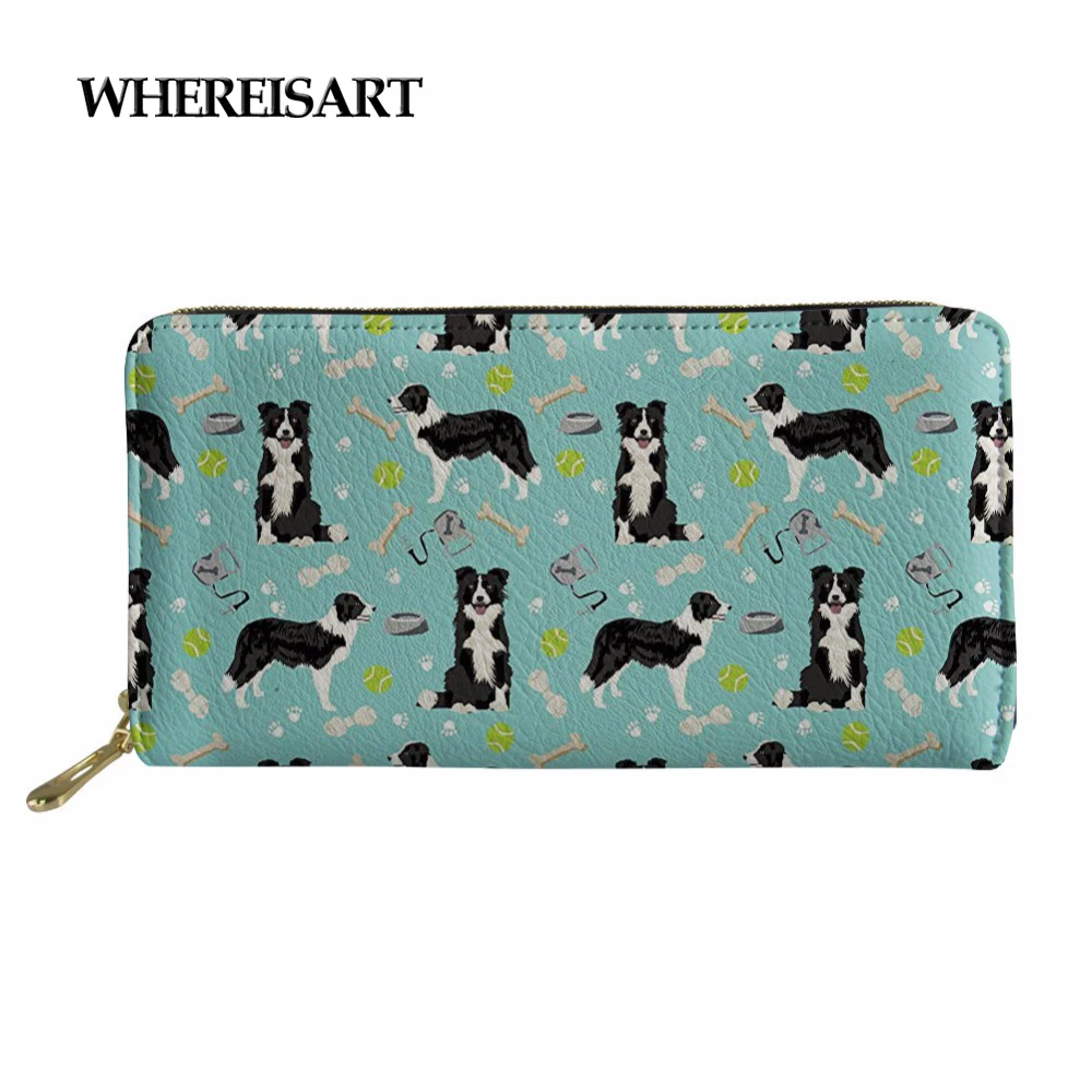 WHEREISART кошелек для женщин Border Collie 3D кошелек с рисунком модный кошелек для монет держатель для карт Monederos Para Mujer Новинка