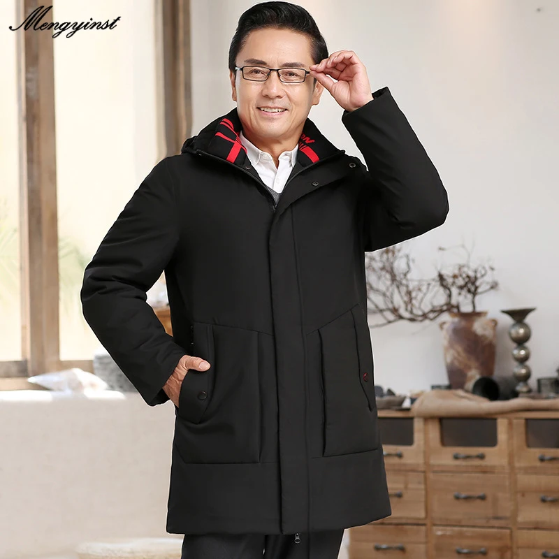 

Winter Coat For Men 2020 Winter Middle-aged Father Business Casual Down Cotton Padded Long Paraks Coat Male Hooded Warm Outwear