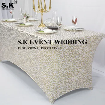 

1pcs Sale Bronzing Lycra Spandex Table Cover Cloth Wedding Tablecloth For Event Dining Banquet Decoration
