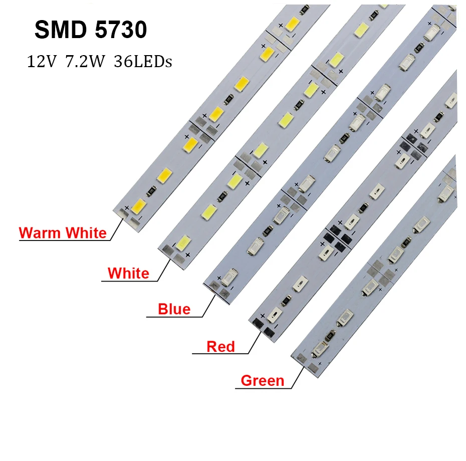 10 шт./лот 50 см светодиодный бар светильник SMD 8520 7020 5730 5050 2835 DC12V светодиодный жесткой полосы белый теплый холодный RGB под шкаф Кухня - Испускаемый цвет: 5730 SMD