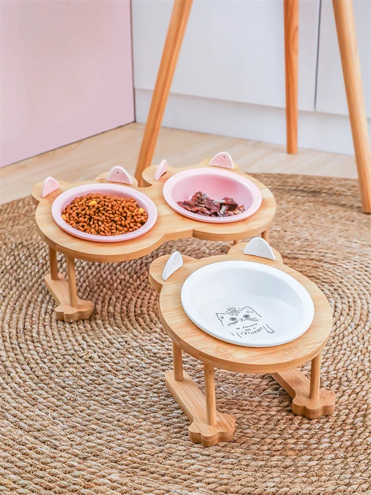 Керамическая миска для еды и питья щенков кошек собак одиночная двойная с