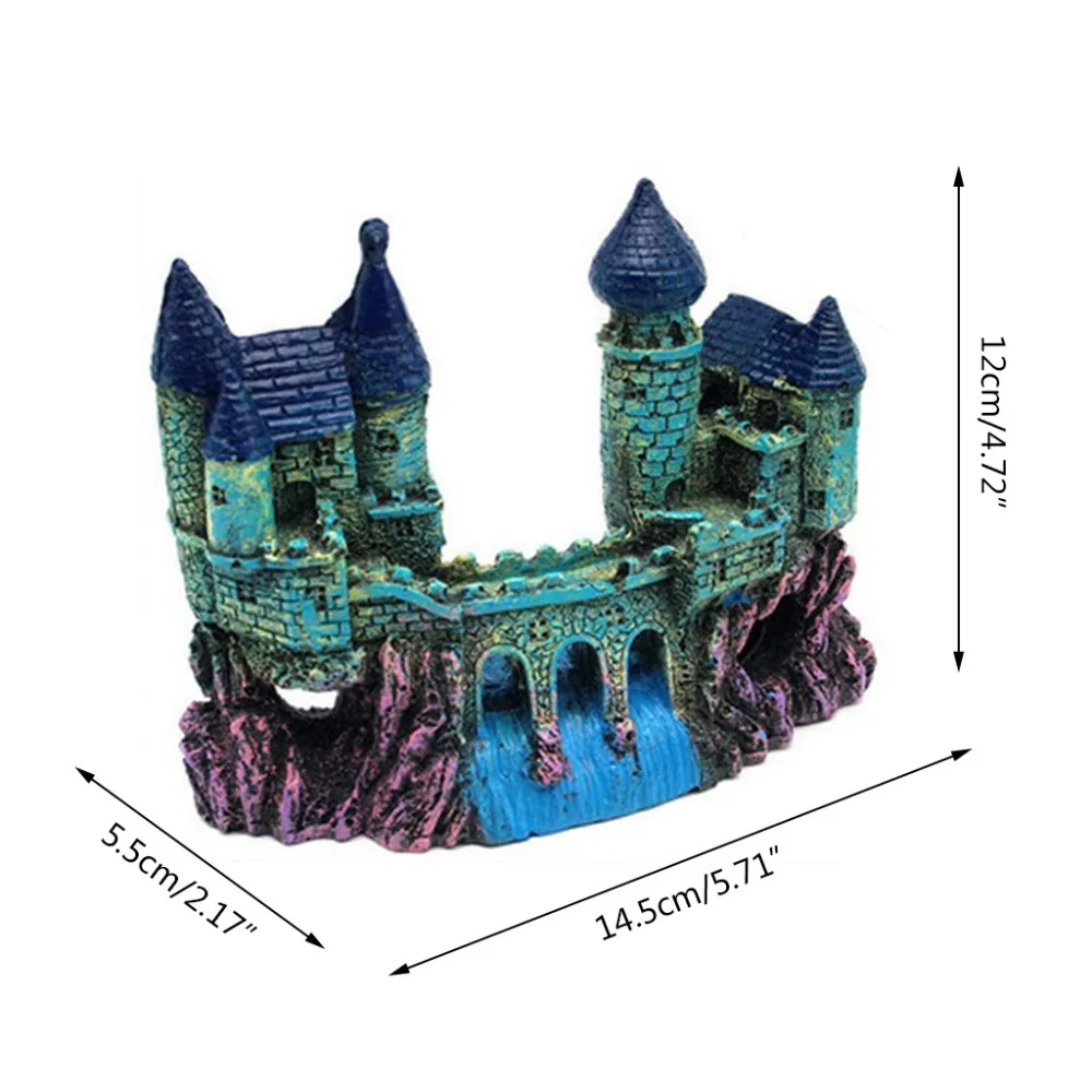 OOTDTY Aquarium Dark Castle Aquarium Decor Ornament Simulation Fish Tank Decorations