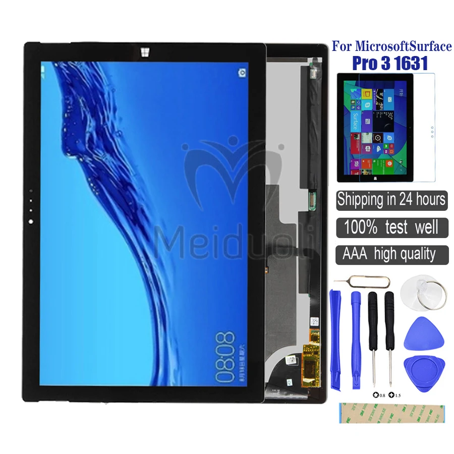 

New Assembly For Microsoft Surface Pro 3 Pro3 ( 1631 ) touch screen +LCD Display replacement TOM12H20 v1.1 LTL120QL01 003