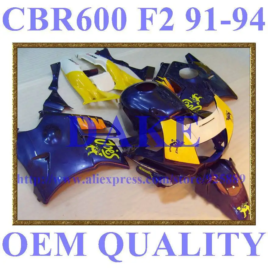 Tank + Fairing parts for HONDA CBR600 F2 91 92 93 94 CBR600F2 1991 1992 1993 1994 CBR 600 Motorcycle fairing kits blue yellow | Автомобили