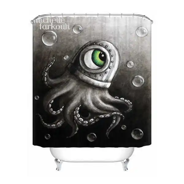 Shower Curtain Пользовательские водонепроницаемые занавески для душа Осьминог печатных ванной Декор различных размеров#180320-02-222 - Цвет: Shower Curtain