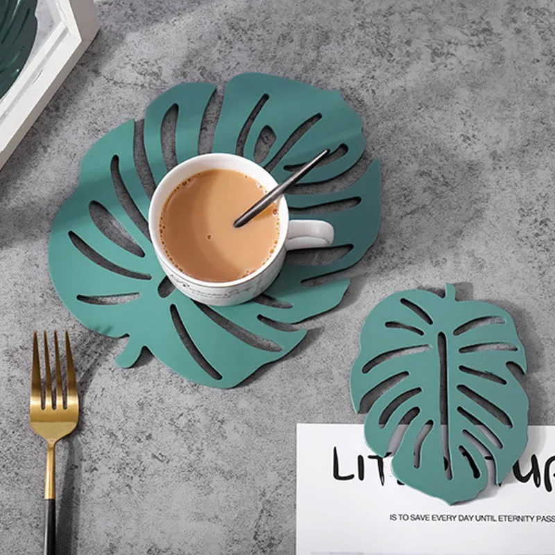 

Nordic style Leaf shaped Table Mat Thicken Hollow Placemat Coffee Tea Cup Pad 1 Pcs Waterproof Anti-Hot Coaster kitchen gadget