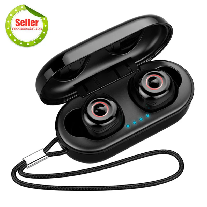 

TWS Mini Headphone Bluetooth 5.0 Hanging Rope Touch Control IPX7 Water-Proof Dual Microphone 3D Stereo Earphone Wireless Earbuds