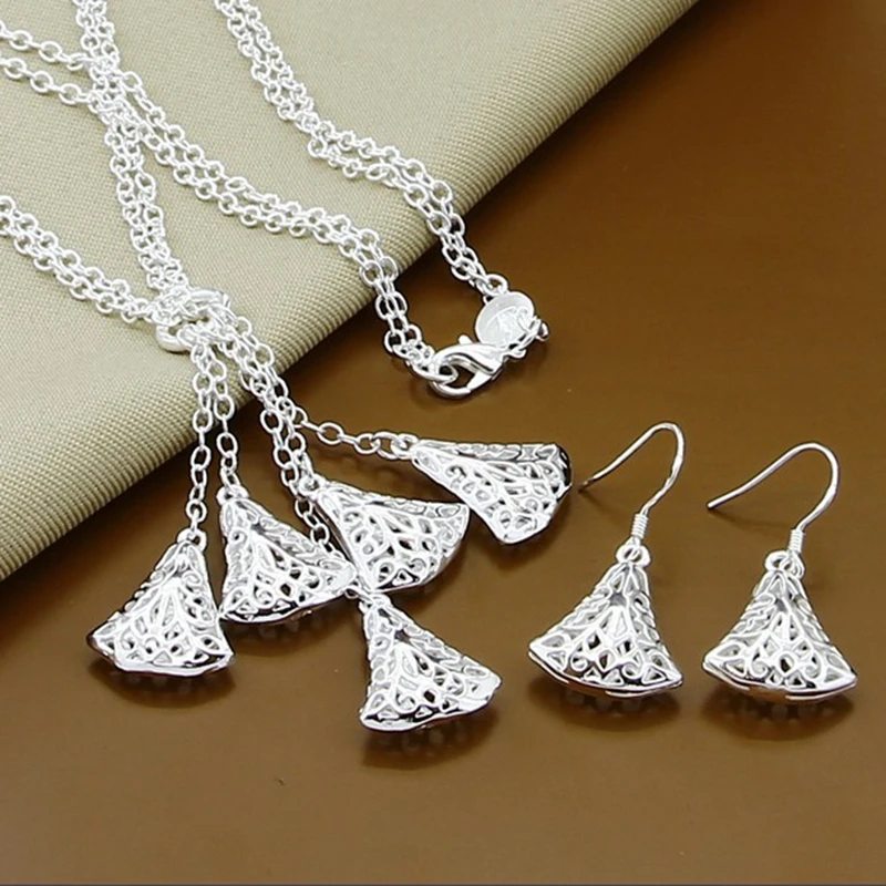 Wholesale Jewelry Sets 925 Sterling Silver Hollow Heart Necklace Earrings  Set Women Female Fine Jewelry - Jewelry Sets - AliExpress