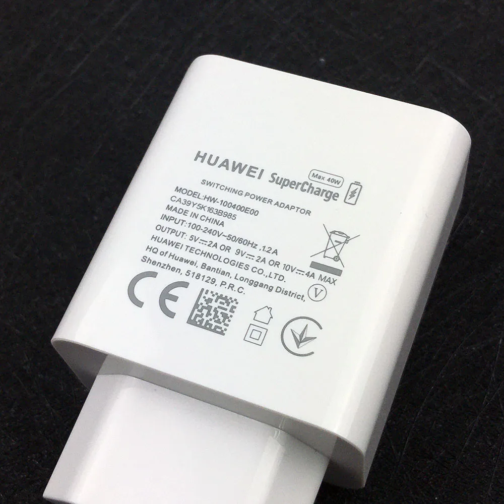 Зарядное устройство HUAWEI P30 Pro Mate 20 X RS Mate10 P20 30x20 Magic 2 для быстрой зарядки 40 Вт кабель