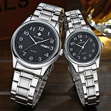 WWOOR популярные модные часы для влюбленных, мужские, женские, деловые, водонепроницаемые часы, серебристая сталь, мужские часы, повседневные женские кварцевые наручные часы