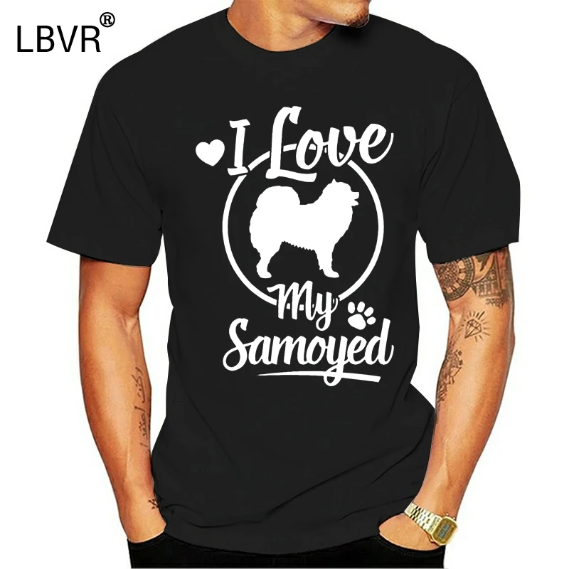 Футболка с надписью I Love My Samoyed для мужчин и женщин удобная рубашка круглым
