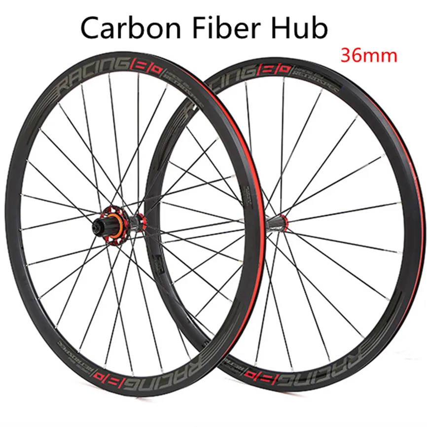 TW 700C Carbon Fiber Hub Road Bike Wheelset Aluminum Alloy 36mm Rim Four Sealed Bearing V Brake F20 R24 12Speed Cassette Wheels