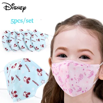 

5Pcs Disney Frozen Mickey Minnie Children's Anti Dust Face Mask Breathable Cartoon Mouth Masks for 3-8 year Boys Girl 20*12.5 cm