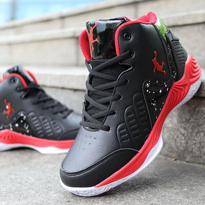 black red Мужские высокие баскетбольные кроссовки jordans мужские амортизирующие легкие баскетбольные кроссовки противоскользящая дышащая уличная белая спортивная обувь - Цвет: black red