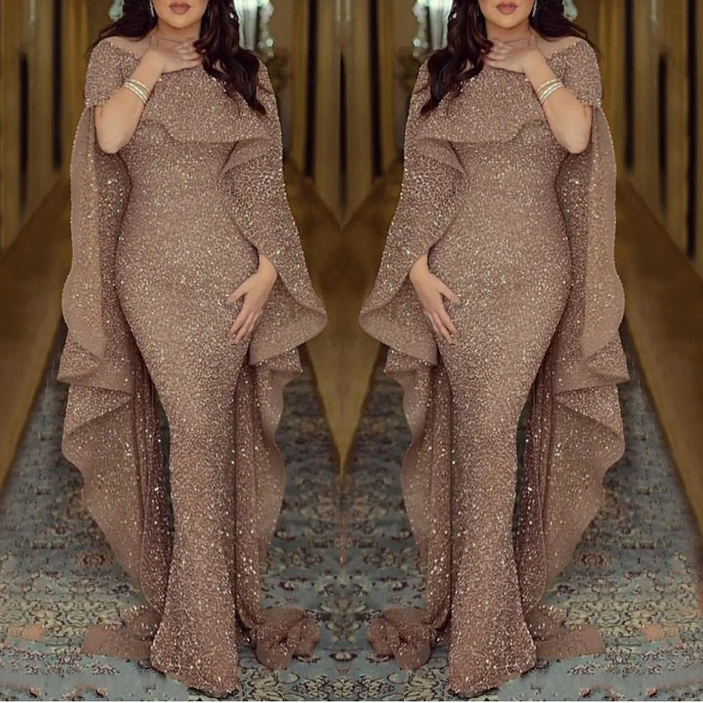 Robe hiver femme sukienka, женское платье, сексуальное, одноцветное, с коротким рукавом, на бретельках, с блестками, длинное, полное, зимнее платье с плащом, vestidos