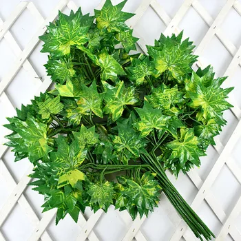

12pcs/pack Fake Maple Leaf Vine Simulation Maples Rattan Red/Green Color for Wedding Home Showcase Decorative Artificial Flowers