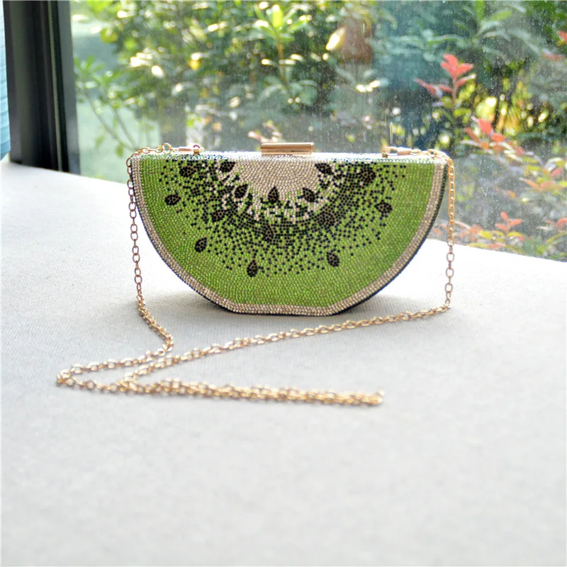 Luxury Fashion Red American Ins Inlaid Diamond Crossbody Handbag Women's Trend Personality Watermelon Ladies Purse Clucth Wallet