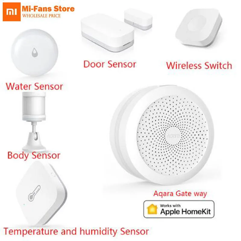 

Xiaomi AQARA Smart Home Kits Gateway Hub Door Window Sensor Human Body Wireless Switch Humidity Water Sensor For Apple Homekit