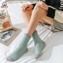 Осенне-зимние носки; утепленные женские коралловые флисовые милые плюшевые теплые носки для сна; Забавные милые женские носки; чулочно-носочные изделия; Сезон Зима; kawaii