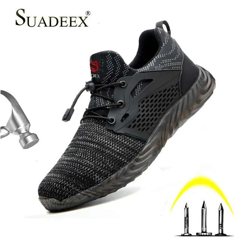 

SUASEEX Work Safety Shoes Men Breathable Work Boots Women Steel Cap Boots Puncture Proof Anti-smashing Indestructiable Shoes