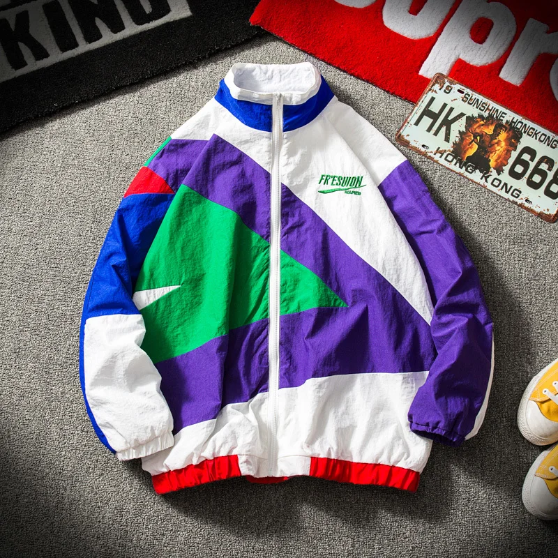

Baseball Clothing Jacket Men Fashion Contrast Color Casual Collar Jacket Man Streetwear Loose Hip Hop Bomber Jacket Men M-4XL