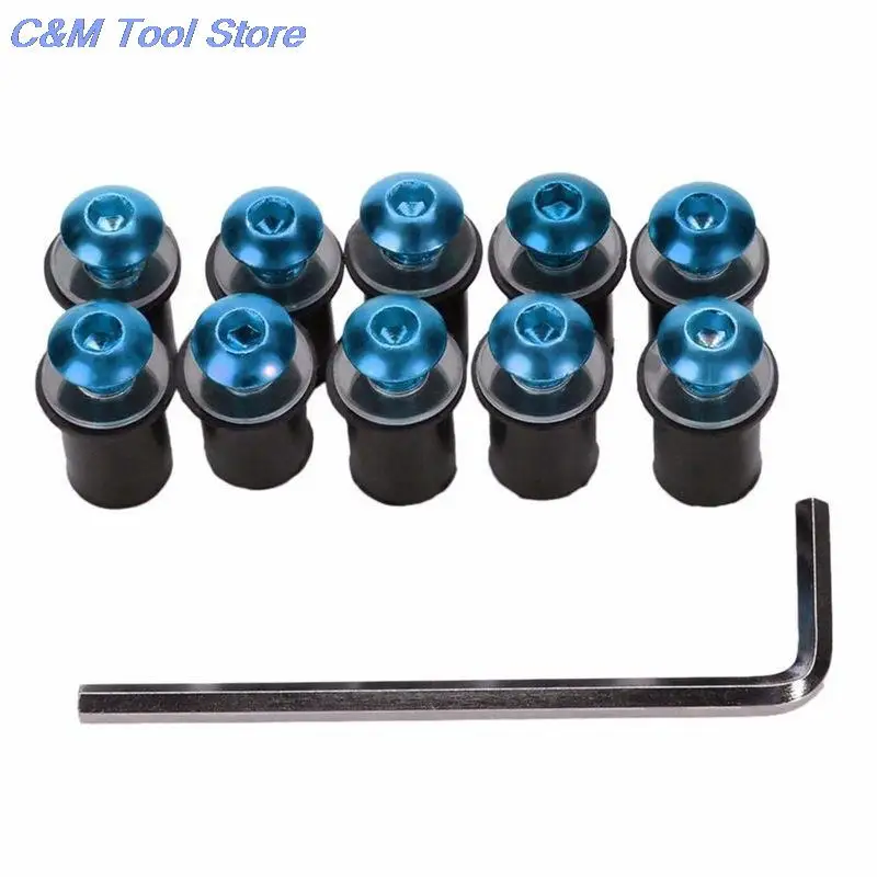 

10pcs Aluminum Motorcycle M5 x 15mm CNC Windscreen Windshield Screw Bolts Nuts Fastener Kit Motorbike Mounting