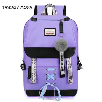

Canvas Large Capacity Usb School Bags for Girls Teenagers Backpack Women Bookbags Green Middle High College Teen Schoolbag Girl