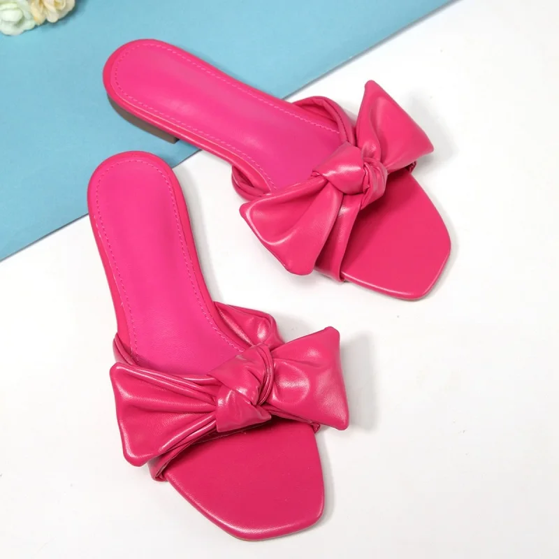 Summer Women Flat Shoes Beach Slippers Bowknot Sandals Open Toe Outdoor Slides Casual Ladies Flip Flops Sandalias Mujer | Обувь