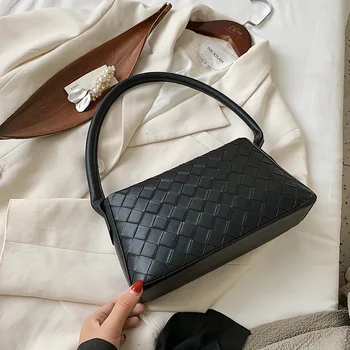 

Weave PU Leather Underarm Bag For Women 2020 Trend Designer Handbags Female Branded Lady Small Shoulder Hand Bag