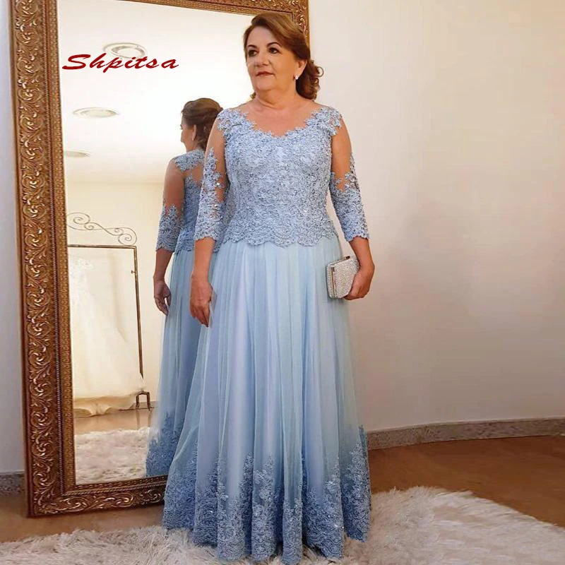 Lange Mouwen Lace Moeder van de Bruid Jurken voor Bruiloften Plus Size Party Diner Avond Godmother Bruidegom Jurken Lange Mouwen Lace Moeder van de Bruid Jurken voor Bruiloften Plus Size Party Diner Avond Godmother Bruidegom Jurken