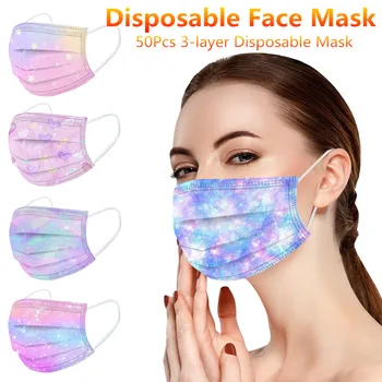 

50Pcs Adult Children Face Mask Starry Sky Mask Mascara PM2.5 Anti Dust Breathable Mascarillas 3 Layer Disposable Mouth Face Mask