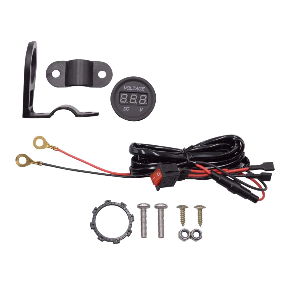 Motorbike 12-24V Blue LED Digital Display Voltmeter Volt Gauge With Switch