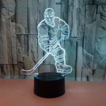 

Hockey Night Light, Hockey Player 3D Lamp Lighting 7 Color Changing Touch Table Desk Lamps for Sports Hockey Fan