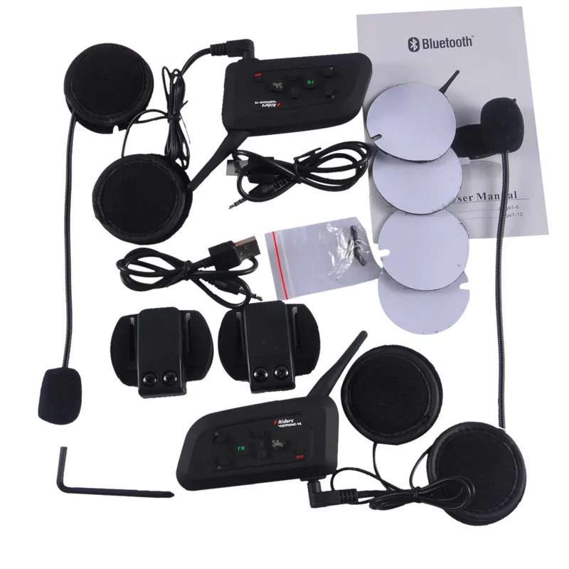 2 шт. V4 + комплекта V6 Bluetooth мотоциклетный шлем домофон гарнитура BT стерео