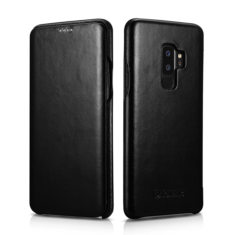 Чехол из натуральной кожи для samsung Galaxy S10 Plus S10e S9+ Note 9, магнитный винтажный кожаный чехол-бумажник с откидной крышкой - Цвет: Black
