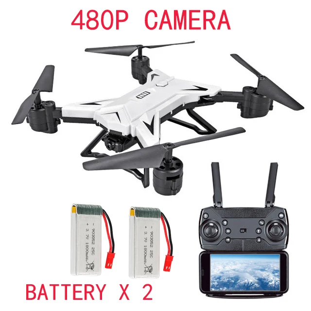 WHITE 480P 2B Радиоуправляемый вертолет Квадрокоптер WiFi fpv с истинным 720 P/1080 P широкоугольная HD камера с высоким режимом удержания складной рычаг RC Дрон Квадрокоптер - Цвет: WHITE 480P 2B