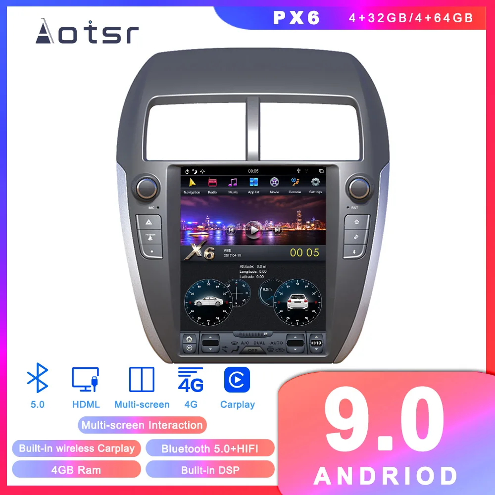Android 9 Tesla стиль автомобиля CD плеер gps навигация для Mitsubishi ASX 2010- Авто Радио стерео Мультимедиа Плеер головное устройство