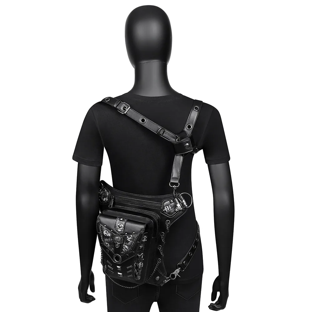 Punk Skull Rivet Waist Bag 11