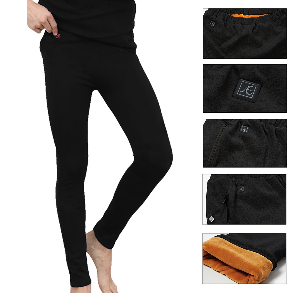 Men Women USB Charging Elastic Heating Trousers Adjustable Warm Winter Thickened Smart Electric Leggings for Sports Ski Outdoor