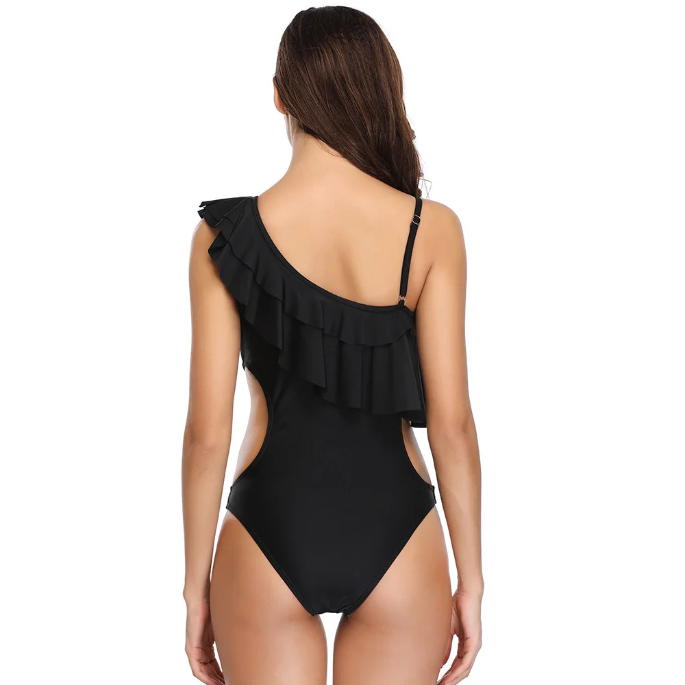 2020 One Piece Swimsuit Women Plus Size Swimwear Female Solid color Bathing Suit Monokini Bodysuit Beach Wear Retro Swimwear