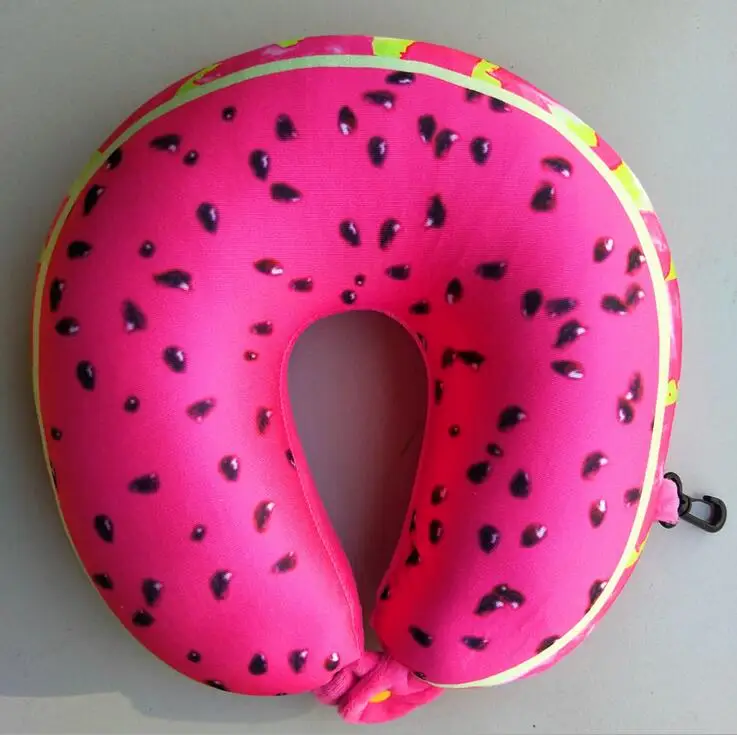 Dragon fruit Оригинальность фруктов дорожная подушка наночастицы Подушка с защитой для шеи Мягкий арбуз оранжевый киви U Форма для автомобиля, самолета подушка для шеи - Цвет: Dragon fruit
