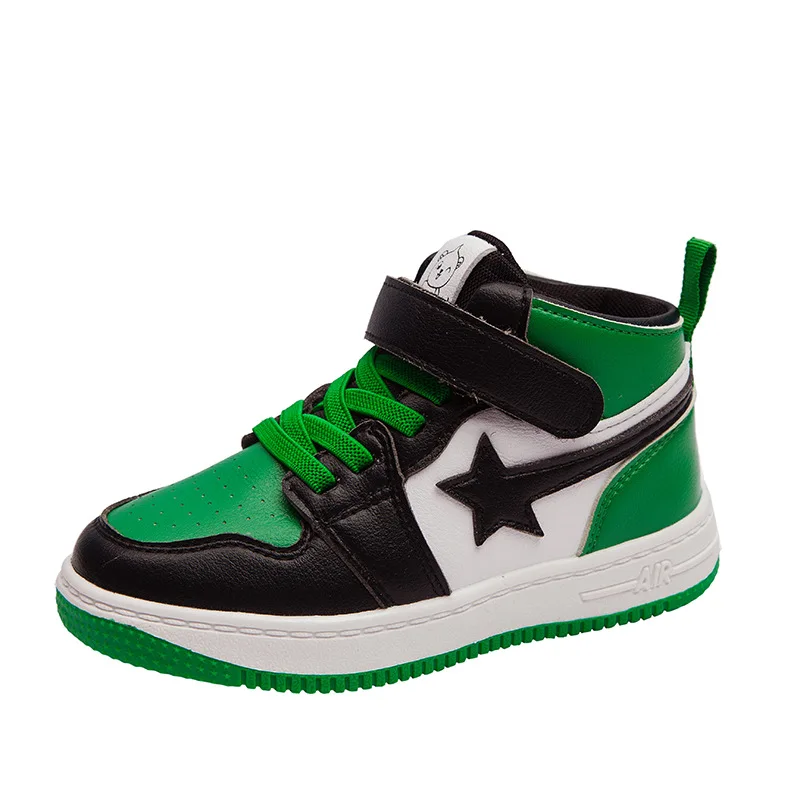 Детская обувь; кроссовки для бега для мальчиков; Новинка; сезон весна-осень; Баскетбольная обувь для девочек; Высокие Детские кроссовки; брендовая спортивная обувь для тенниса - Цвет: Green