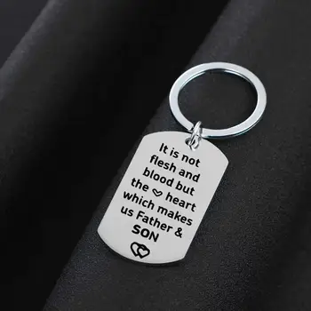 

12PC It Is Not Flesh And Blood But The Heart Which Makes Us Father And Son Keyring Family Dad Gifts Stainless Steel Keychain Hot