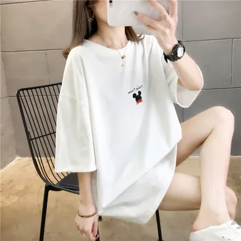 

2020 New Disney Mickey Mouse Women Lettered Printing Short-Sleeved T-shirt Korean-Style Loose Top Bottoming Shirt Women Shirts
