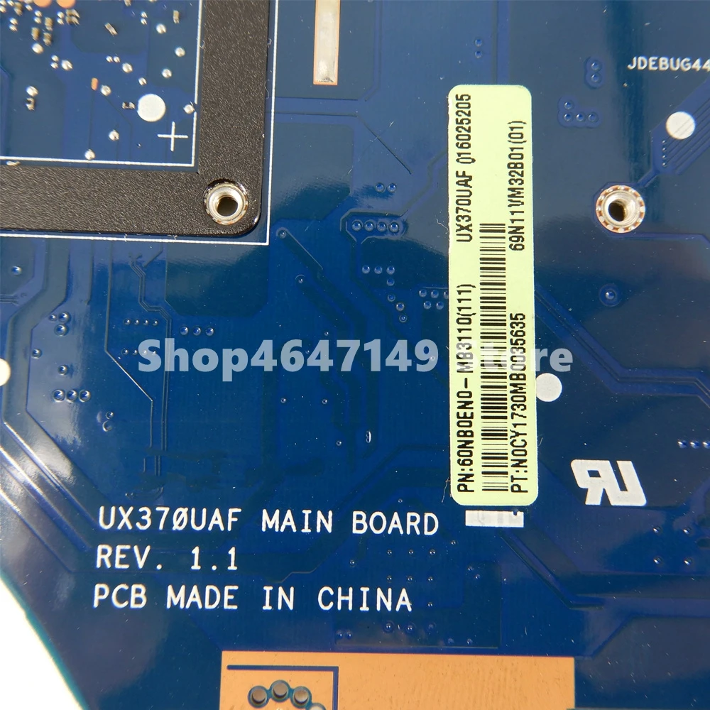 Greatest  UX370UAF i7-7500CPU Mainboard REV1.1 For ASUS UX370 UX370U UX370UA UX370UAF Laptop motherboard UX37