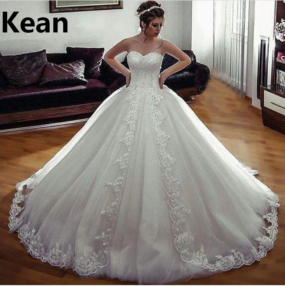 Robe De Mariee свадебное платье без бретелек Аппликации А-силуэта Abiti Da Sposa vestido De Noiva Дубай Арабский свадебное платье