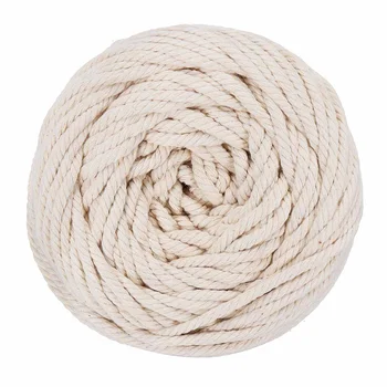 

KiWarm Durable 4mmx100m Natural Beige White Macrame Cotton Twisted Cord Rope DIY Home Textile Accessories Craft