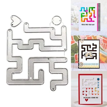 

Cute Heart Maze Way Metal Cutting Dies Stencils For Card Making Decorative Embossing Suit Paper Cards Stamp DIY Die Craft