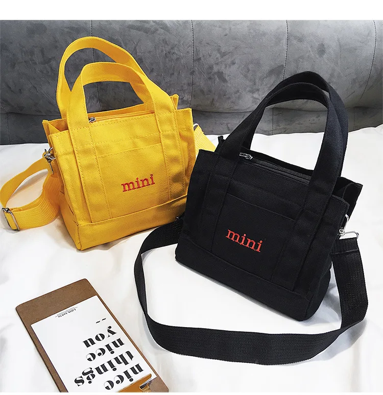 

2018 Summer New Style Women's Mini Shoulder Oblique Bag Korean-style Trend Lettered Embroidered Canvas Hand Bag
