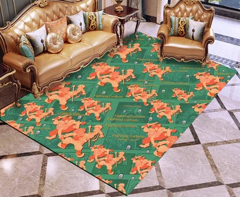 

3D Print Carpet Yellow Monsters Rug Cartoon Characters Floor Mat Home Textile Green Background Carpet For Kids Rugs Outdoor Rug